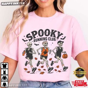 Skeleton Spooky Running Club Halloween T Shirt (1)