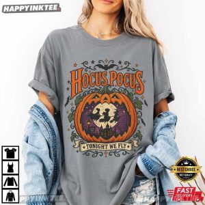 Hocus Pocus Tonight We Fly Vintage Halloween Witch T Shirt (1)
