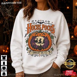Hocus Pocus Tonight We Fly Vintage Halloween Witch T Shirt (2)