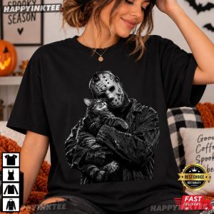Jason Voorhees Holding Cat Funny Halloween T Shirt (4)