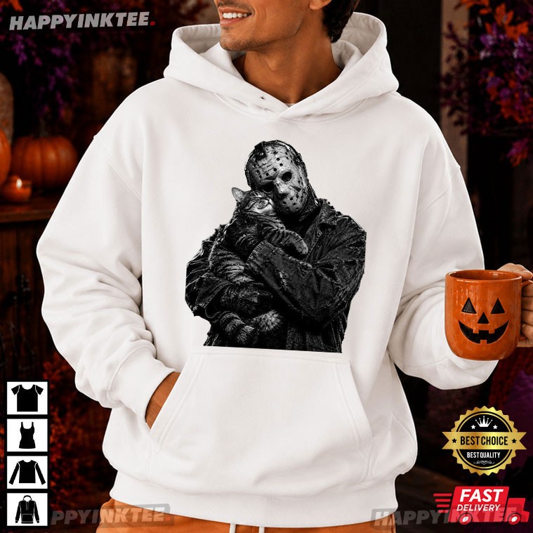Jason Voorhees Holding Cat Funny Halloween T-Shirt Jason Voorhees Holding Cat Funny Halloween T-Shirt