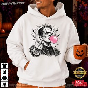 Frankenstein Bubble Gum Middle Finger Funny Halloween T Shirt (3)