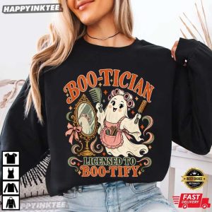 Boo tician Licensed To Boo tify Ghost Hairstylist Halloween T Shirt (2)