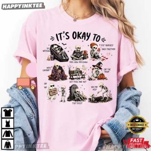 Skeleton It Okay To Mental Health Halloween Gift T Shirt (2)