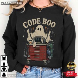 Code Boo Respiratory Rt RN Funny ER ICU Nurse Halloween T Shirt (2)