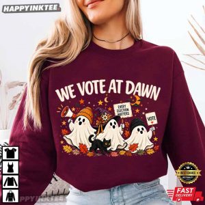 Ghost We Vote At Dawn Political Halloween Voting T Shirt (3)