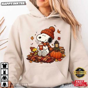 Cute Snoopy Dog Pumpkin Coffee Autumn T Shirt (4)