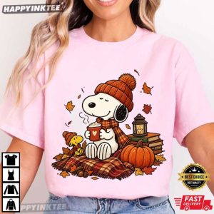 Cute Snoopy Dog Pumpkin Coffee Autumn T Shirt (3)