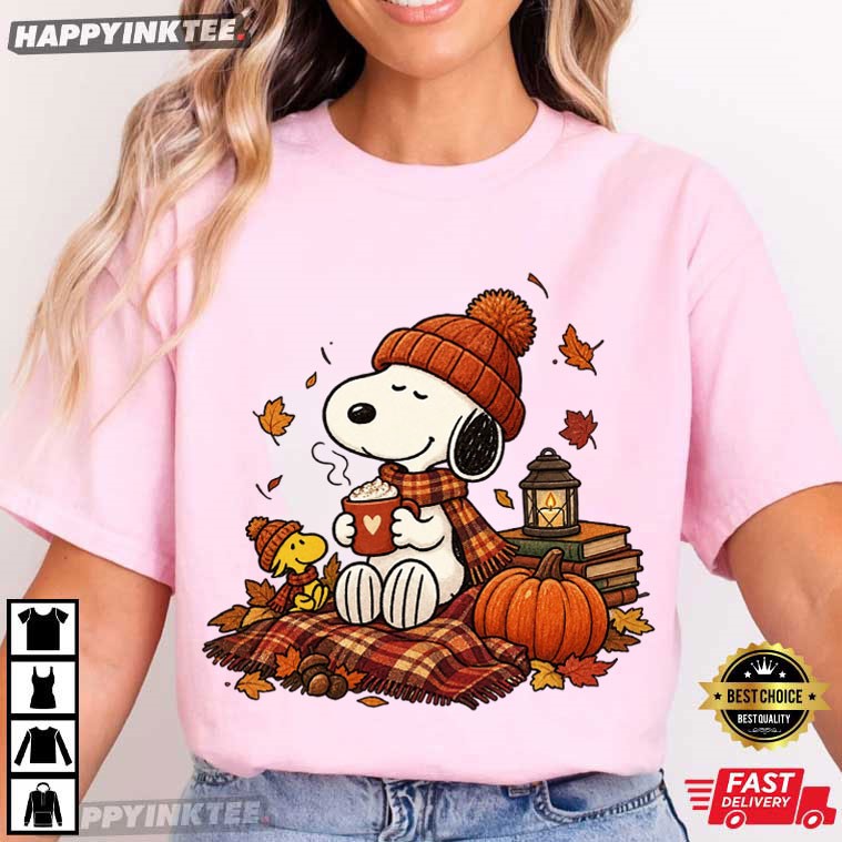 Cute Snoopy Dog Pumpkin Coffee Autumn T-Shirt Cute Snoopy Dog Pumpkin Coffee Autumn T-Shirt