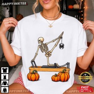 Skeleton Pilates Funny Spooky Fitness Halloween T Shirt (1)