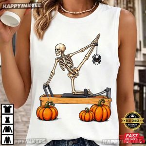 Skeleton Pilates Funny Spooky Fitness Halloween T Shirt (2)