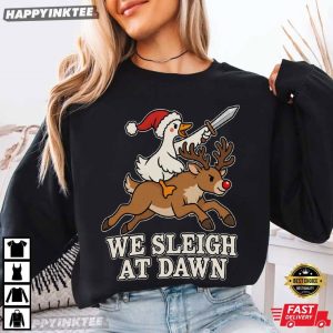 We Sleigh At Dawn Goose Ride Reindeer Christmas T Shirt (2)