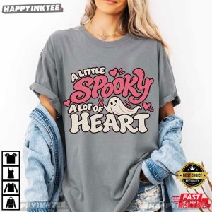A Little Spooky A Lot of Heart Breast Cancer Halloween T Shirt (1)