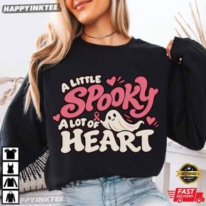 A Little Spooky A Lot of Heart Breast Cancer Halloween T Shirt (2)
