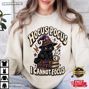 Hocus Pocus I Can't Focus Funny Magician Cat ADHD T Shirt (4)