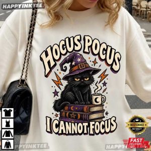 Hocus Pocus I Can't Focus Funny Magician Cat ADHD T Shirt (1)