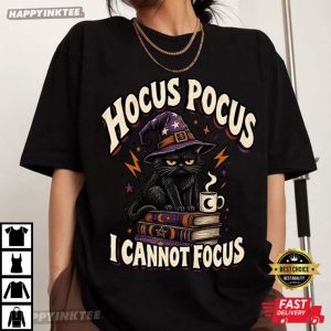 Hocus Pocus I Can't Focus Funny Magician Cat ADHD T Shirt (2)