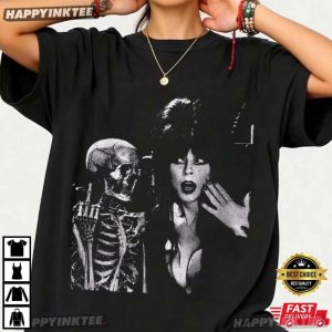 Elvira Skull Middle Finger 80s Horror TV Movie T-Shirt