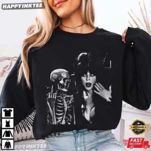 Elvira Skull Middle Finger 80s Horror TV Movie T Shirt (2)