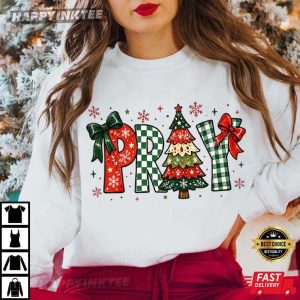 PRAY Christmas Festive Christian Faith Holiday T Shirt (2)