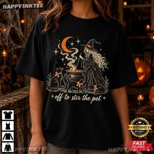 Off To Stir The Pot Witch Black Cat Halloween T Shirt (4)