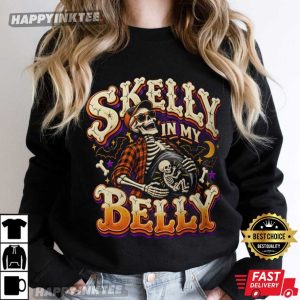 Skelly In My Belly Skeleton Dad Halloween Pregnancy for Men T Shirt (2)