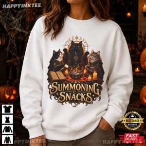 Summoning Snacks Funny Witch Cat Halloween T Shirt (2)