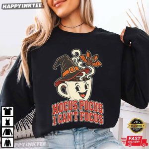 Hocus Pocus I Can't Focus Coffee Bat Witch Tired Halloween Gift T Shirt (3)