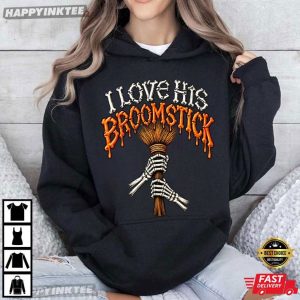 I Love His Broomstick Funny Halloween Skeleton T Shirt (3)
