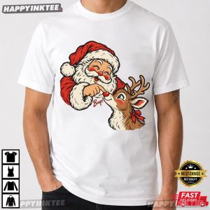 Santa Reindeer Boop Cute Christmas Holiday Graphic T Shirt (4)