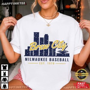Brew City Skyline Milwaukee Baseball Fan Gift T Shirt (4)