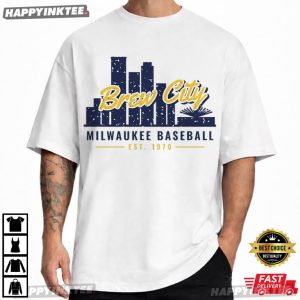 Brew City Skyline Milwaukee Baseball Fan Gift T Shirt (1)