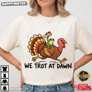 Frog Turkey Trot We Trot At Dawn Thanksgiving Running T Shirt (1)