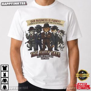 The Alley Cats Our Business Is Furry Funny Cat Mafia T Shirt (1)