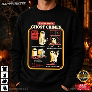 Know Your Ghost Crimes Retro Halloween Graphic T Shirt (1)