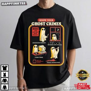 Know Your Ghost Crimes Retro Halloween Graphic T Shirt (3)