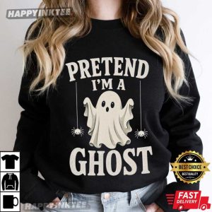 Pretend I'm A Ghost Funny Lazy Halloween Costume T Shirt (3)