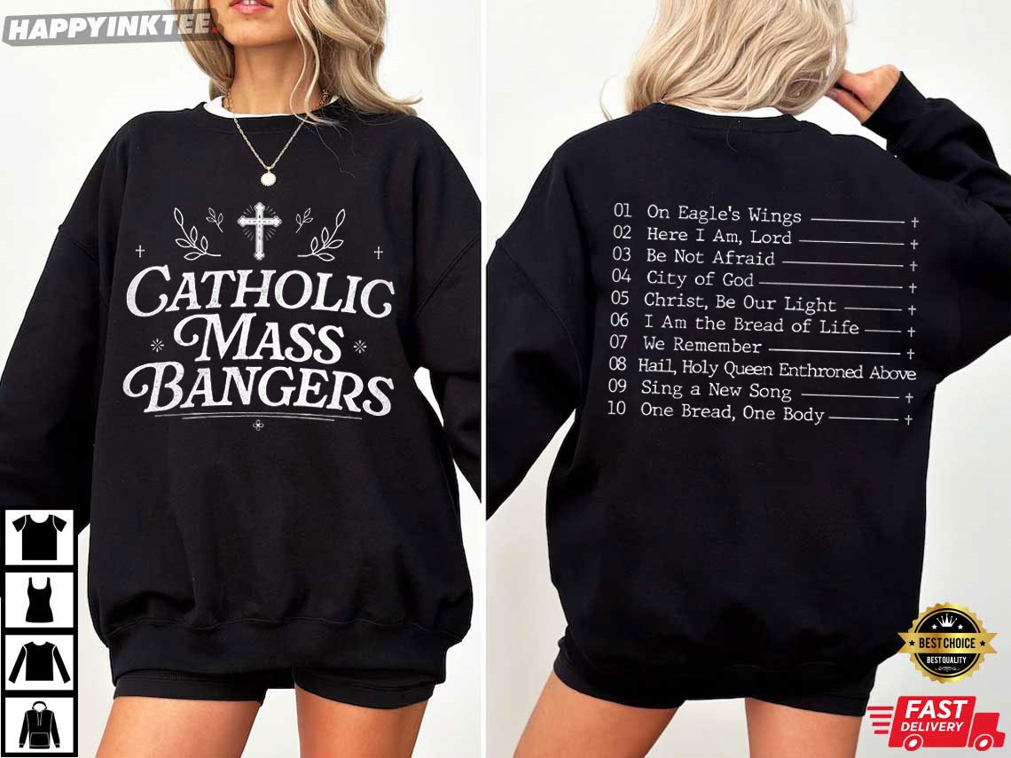 Catholic Mass Bangers Typography Christian Hymn List T-Shirt Catholic Mass Bangers Typography Christian Hymn List T-Shirt