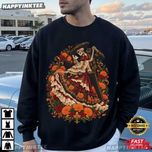 Amor Eterno Dancing Skeleton Couple Romantic Día de Muertos Mexican T Shirt (4)