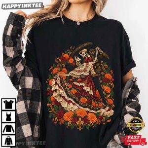 Amor Eterno Dancing Skeleton Couple Romantic Día de Muertos Mexican T Shirt (1)