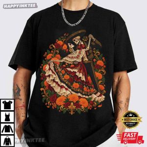 Amor Eterno Dancing Skeleton Couple Romantic Día de Muertos Mexican T Shirt (2)