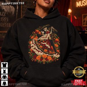 Amor Eterno Dancing Skeleton Couple Romantic Día de Muertos Mexican T Shirt (3)