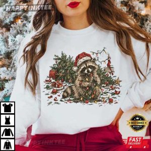 Christmas Raccoon Feral And Festive Winter Holiday Gift T Shirt (2)