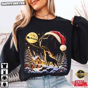 Black Labrador Howling Christmas Animal Lover T Shirt (1)