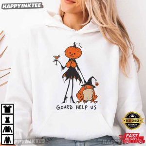 Gourd Help Us Pumpkin Lady And Witch Hat Frog Halloween T Shirt (3)