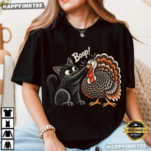 Black Cat Turkey Boop Cute Thanksgiving T Shirt (4)