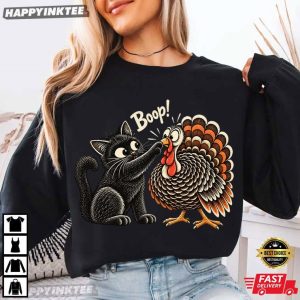 Black Cat Turkey Boop Cute Thanksgiving T Shirt (1)