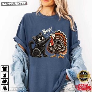 Black Cat Turkey Boop Cute Thanksgiving T Shirt (2)