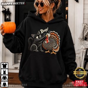 Black Cat Turkey Boop Cute Thanksgiving T Shirt (3)