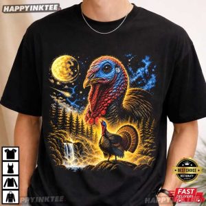 Turkey Howling To The Moon Funny Thanksgiving T Shirt (1)